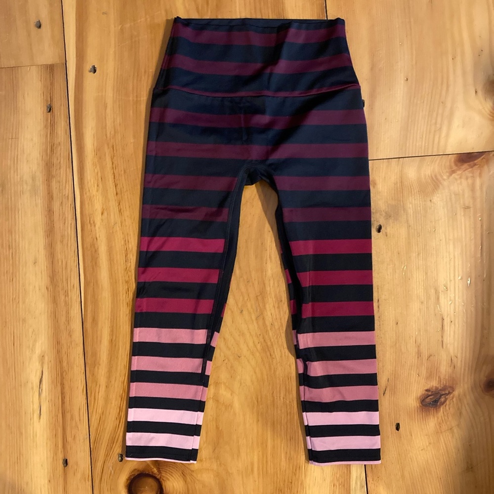 K-DEER Ombre Stripe Leggings in Navy, Burgundy & Pink